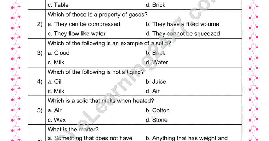 State Of Matter : MCQs