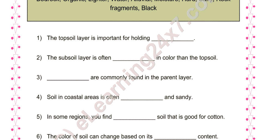 Types Of Soil : Fill The Blanks
