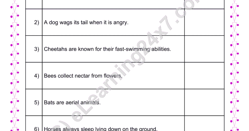 Grade 4, EVS, Animals - Adaptation True/False, printable PDF, instant download