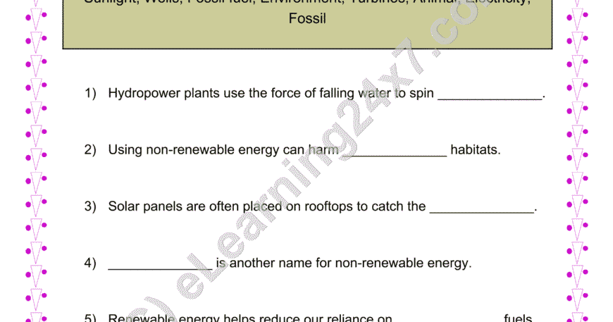 Renewable Energy Fill The Blanks