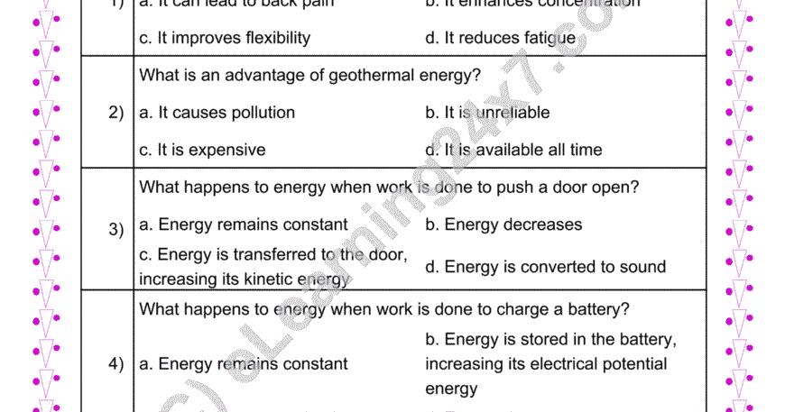 Energy And Work MCQs