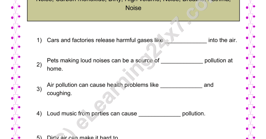 Pollution Fill The Blanks