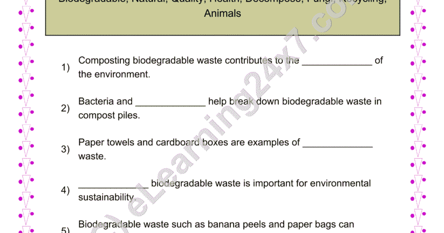 Waste Type Fill The Blanks
