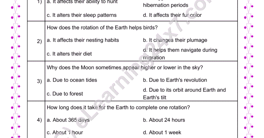 Earth Movement MCQs