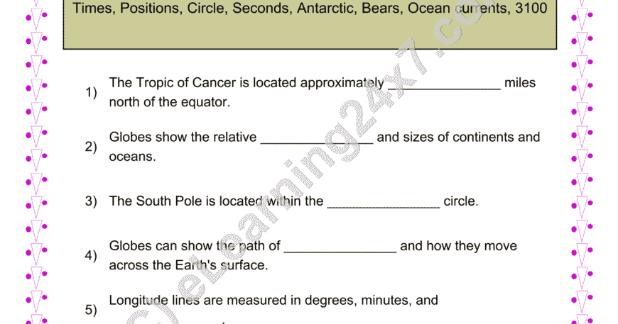 Latitude And Longitude Fill The Blanks