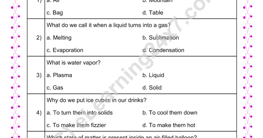 Change In State of Matter MCQs