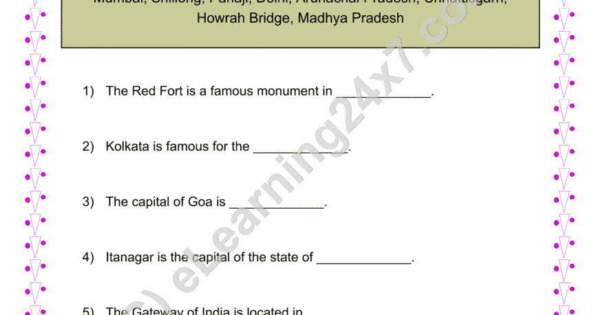 States Of India : Fill The Blanks
