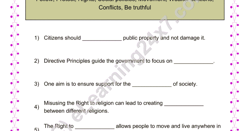Democracy Rights & Responsibilities : Fill The Blanks