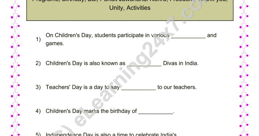Our Heritage-Important Days : Fill The Blanks
