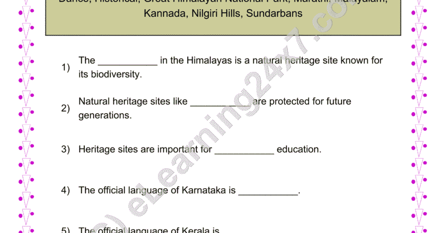 Our Natural & Cultural Heritage : Fill The Blanks