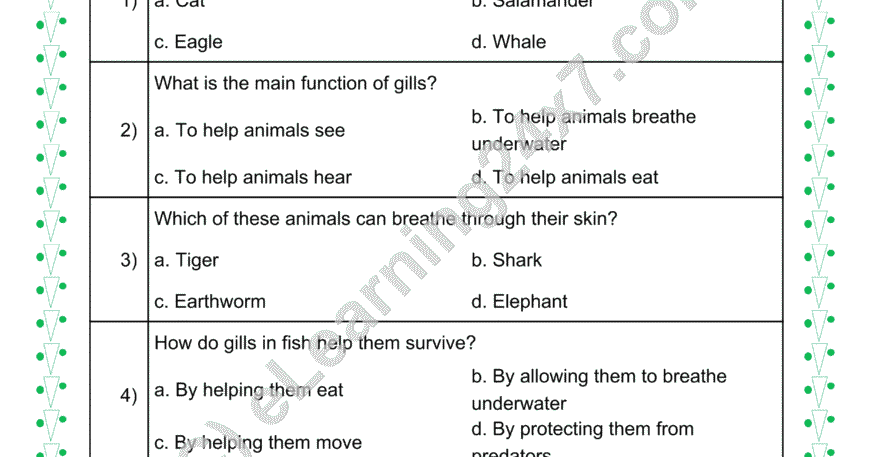 Animals Breathing Organs MCQs