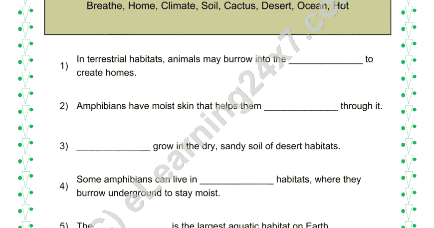 Animals Habitat Fill The Blanks