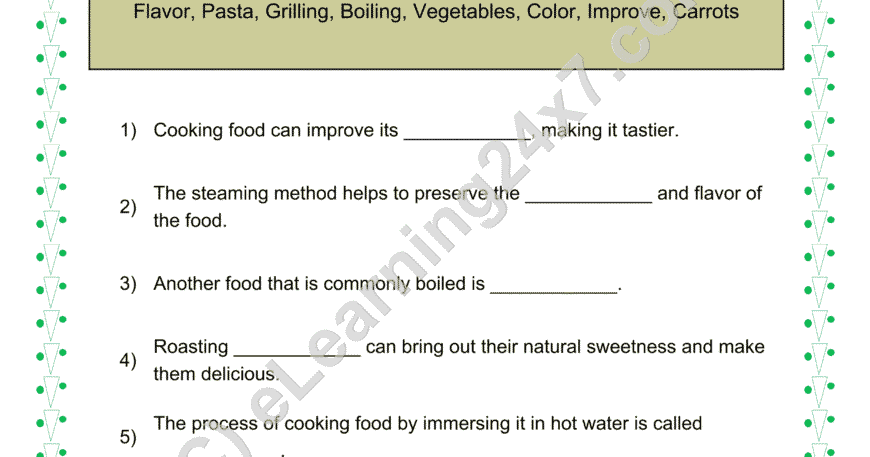 Food Cooking And Preservation Fill The Blanks