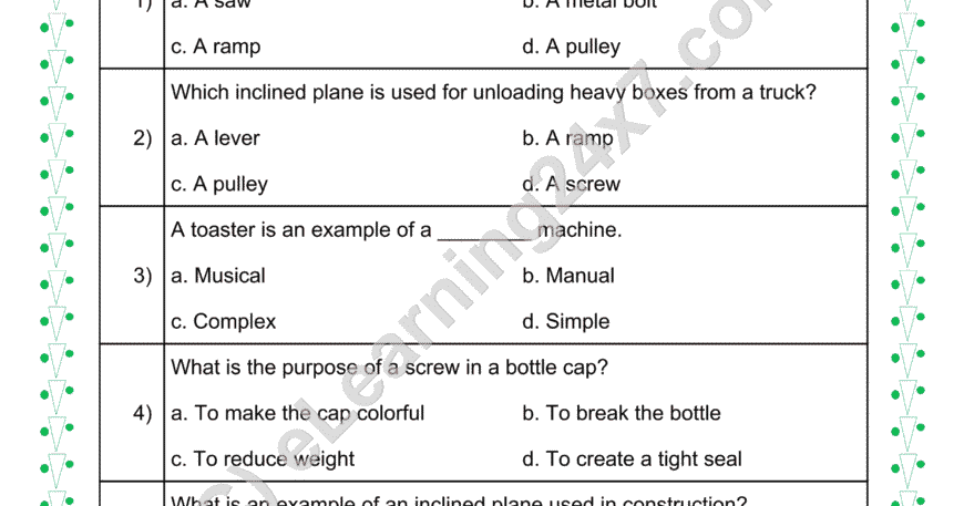 Machines (Lever/Plain) : MCQs