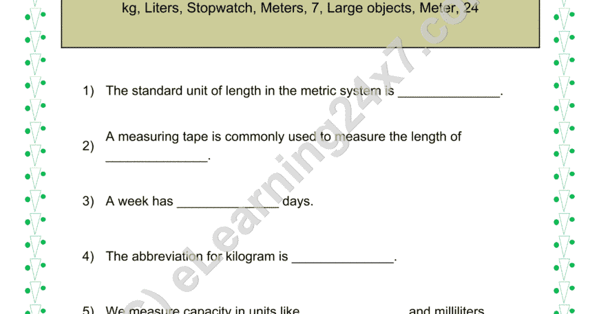 Measurements : Fill The Blanks