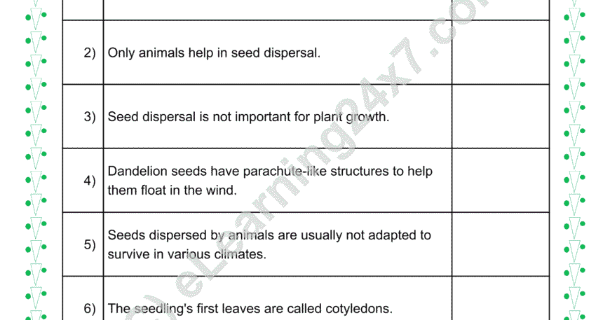 Seeds of Plants True Or False