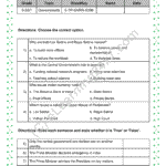 Governments in India mock test papers for grade 5 social science