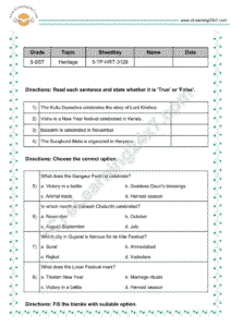 Indian heritage mock test papers for grade 5 social science