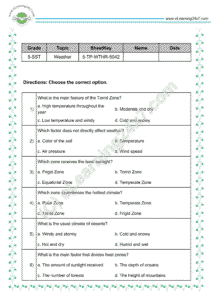 weather and climate mock test papers for grade 5 social science