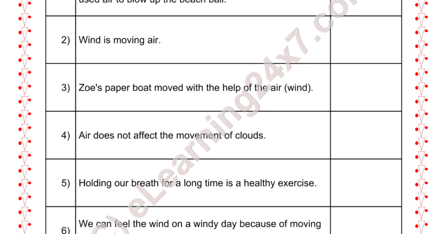 Grade 2, EVS, Air - True Or False, printable PDF, instant download