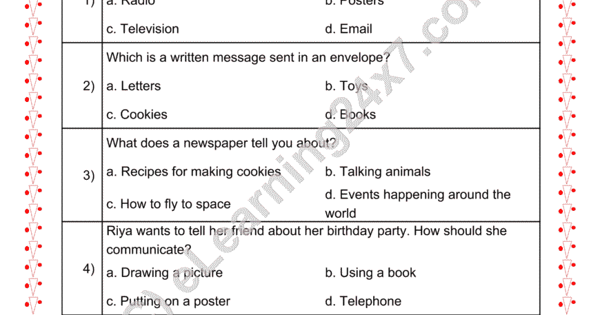 Grade 2, EVS, Communication - MCQ, printable PDF, instant download