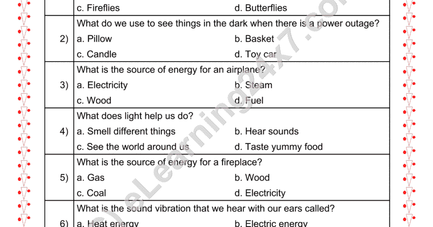 Grade 2, EVS, Force Energy - & Force MCQs, printable PDF, instant download