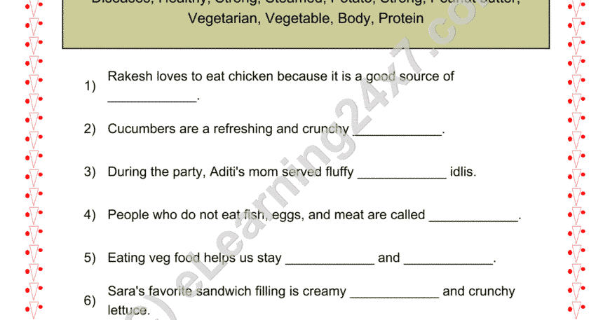 Grade 2, EVS, Food - Vegetarian Or Non-vegetarian, printable PDF, instant download