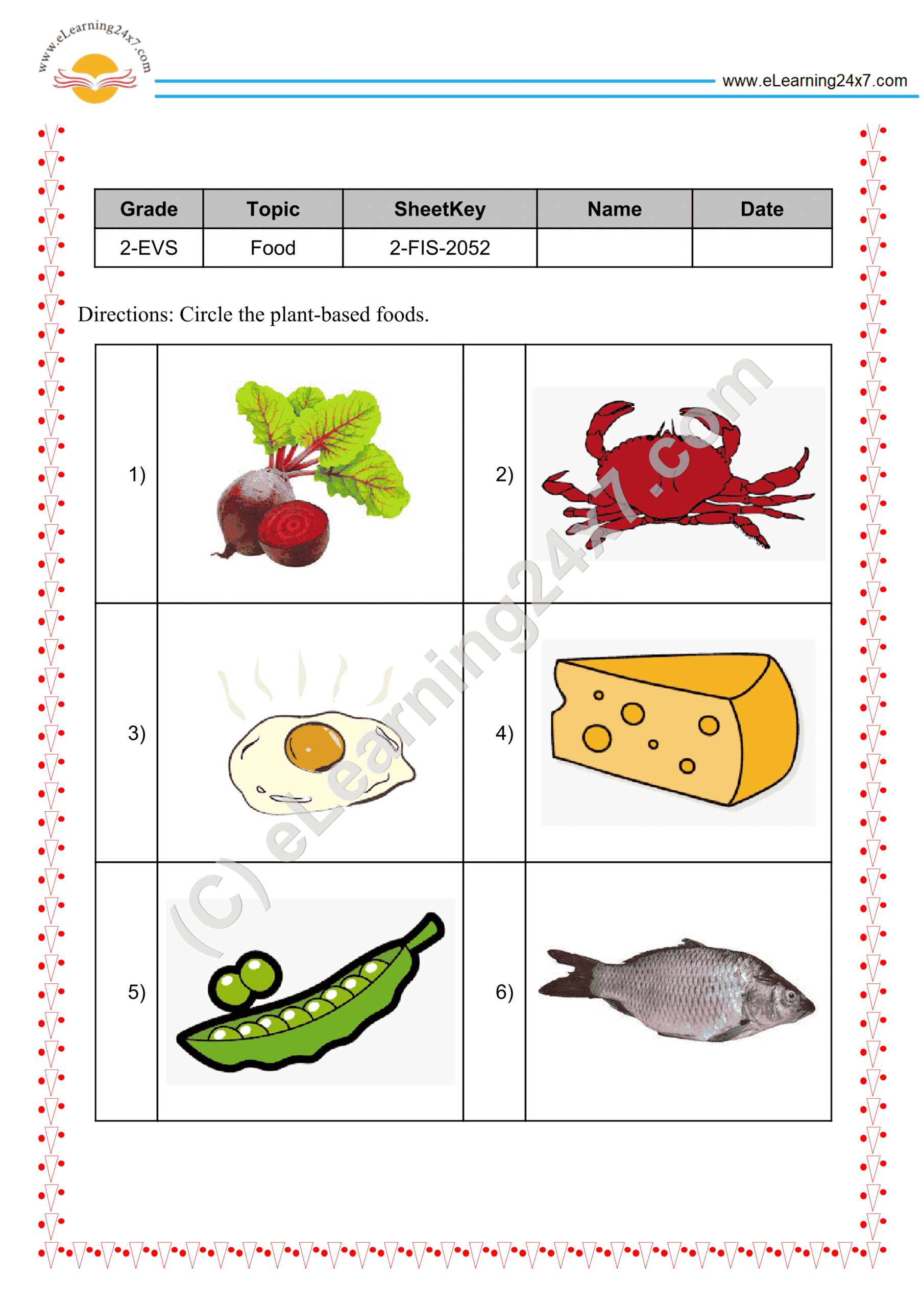 Grade 2, EVS, Food - Plant-based Food, printable PDF, instant download