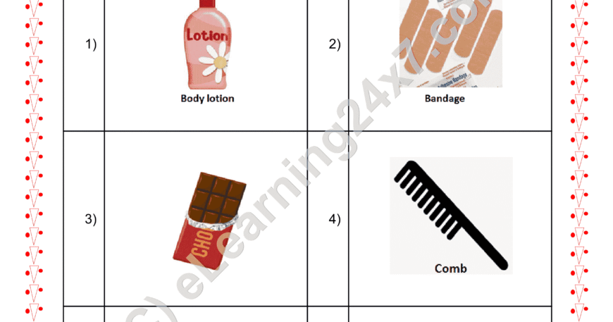 Grade 2, EVS, Habits, Safety, First-aid - Circle First-aid Items, printable PDF, instant download
