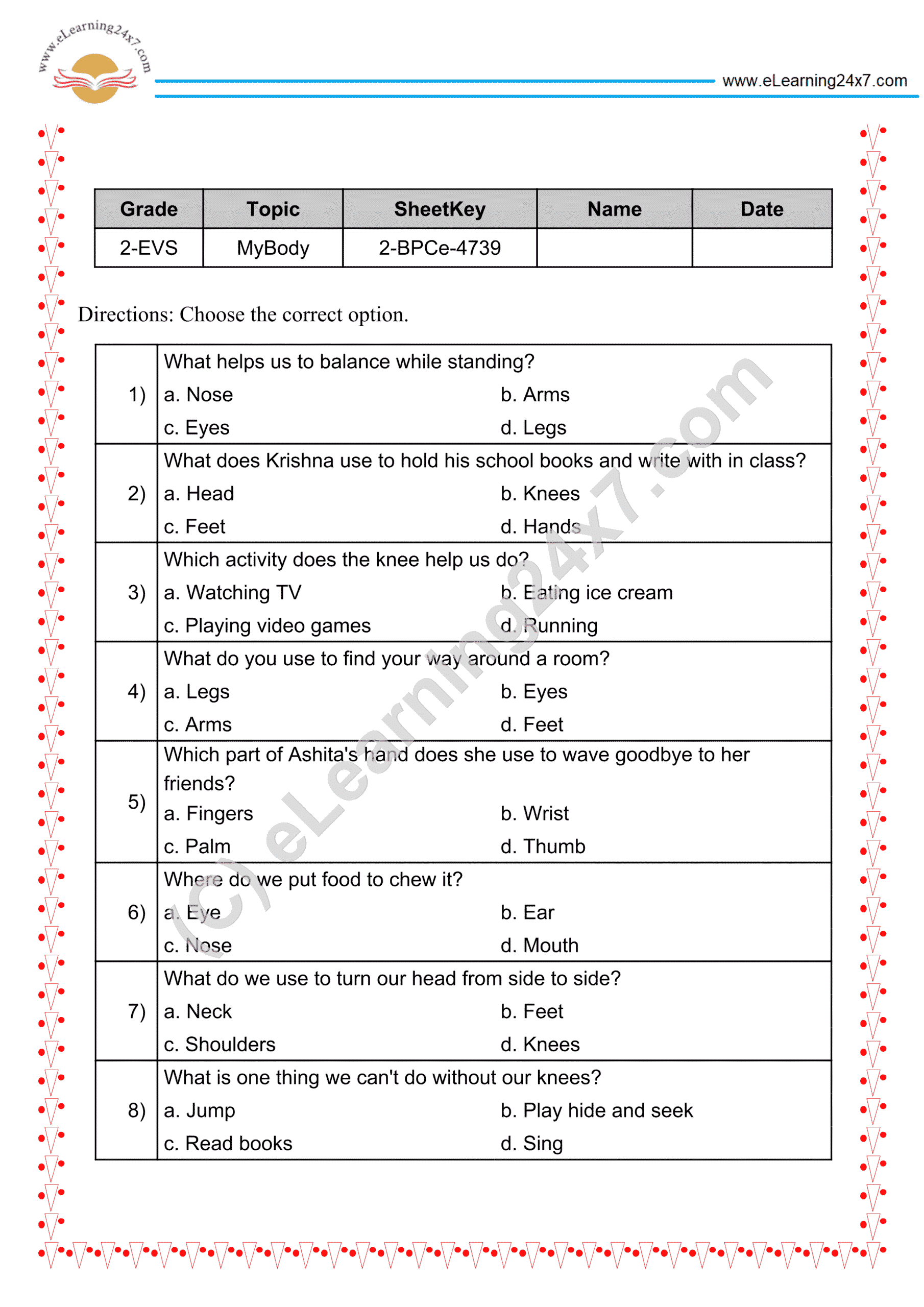 External Organs MCQs
