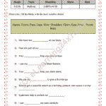 Grade 2, EVS, Body - External Organs Fill Blanks, printable PDF, instant download