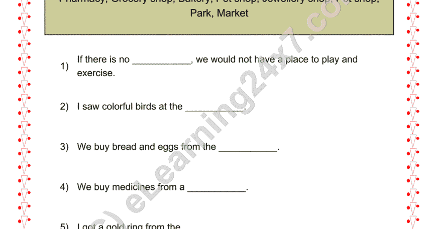 Grade 2, EVS, Neighbors - Neighborhood Places, printable PDF, instant download