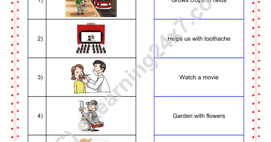 Grade 2, EVS, Neighbors - Match The Pairs About Helpers, printable PDF, instant download