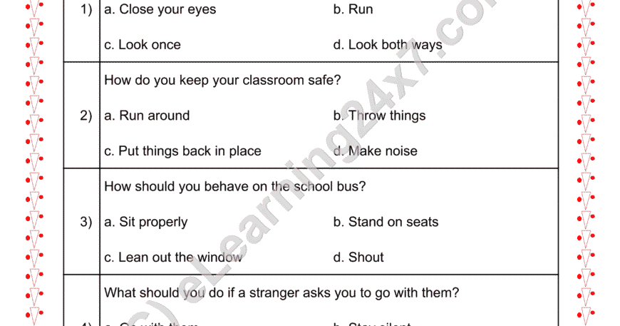 Grade 2, EVS, Habits, Safety, First-aid - MCQ, printable PDF, instant download