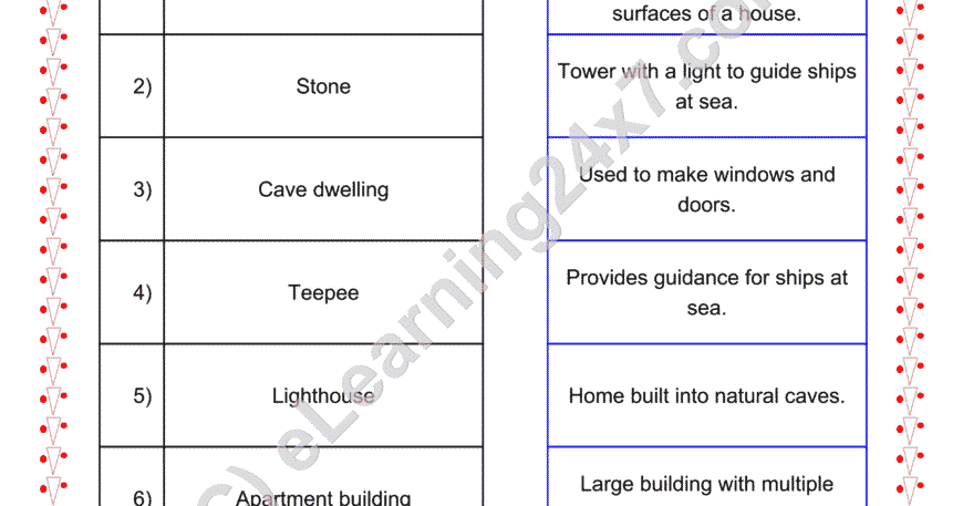 Grade 2, EVS, Shelter - Match The Pairs, printable PDF, instant download