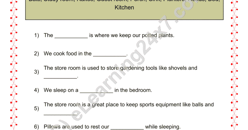 Grade 2, EVS, Shelter - House Parts Fill The Blank, printable PDF, instant download