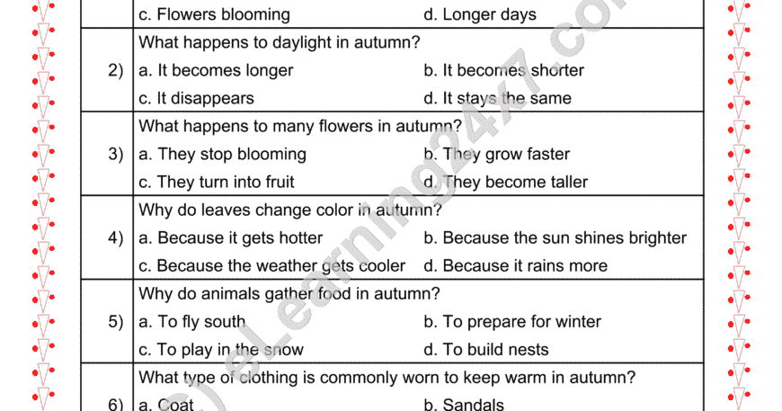 Autumn Season : MCQs