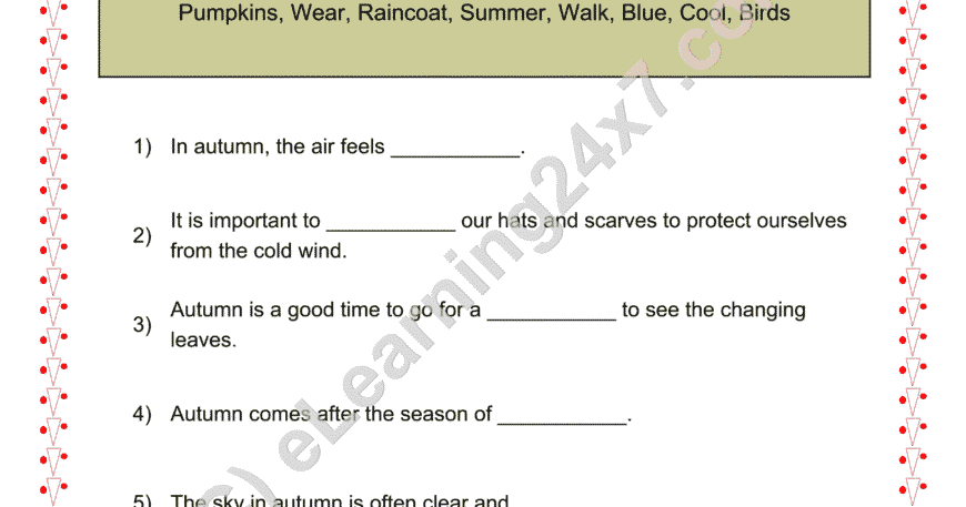 Autumn Season : Fill The Blanks