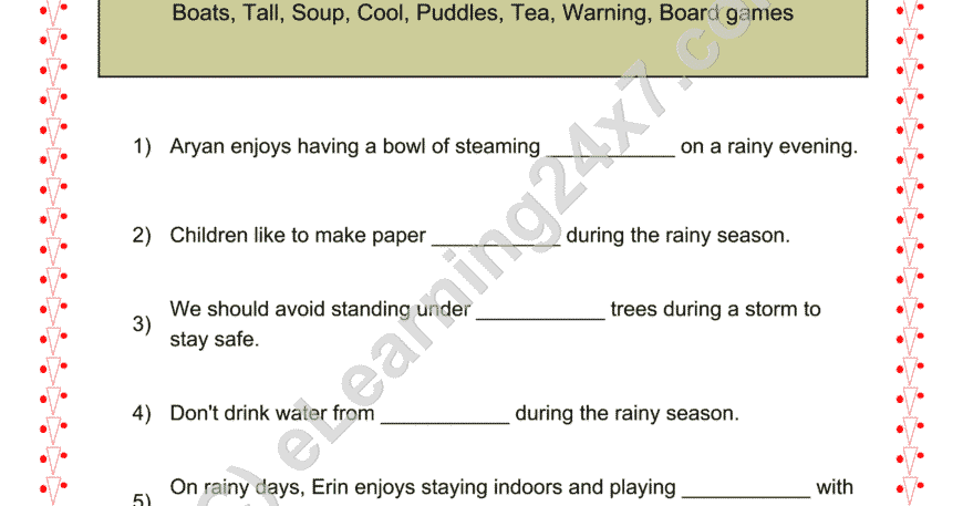 Rainy Season : Fill The Blanks