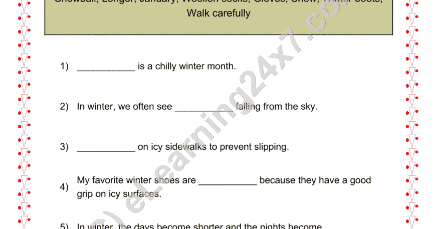 Winter Season : Fill The Blanks