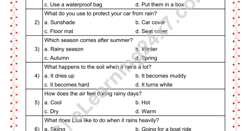 Rainy Season : MCQs