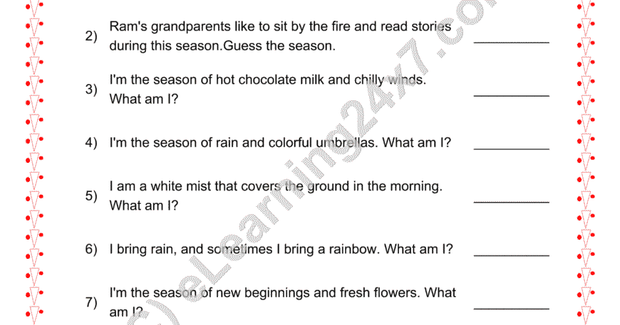 Grade 2, EVS, Seasons - Riddles, printable PDF, instant download