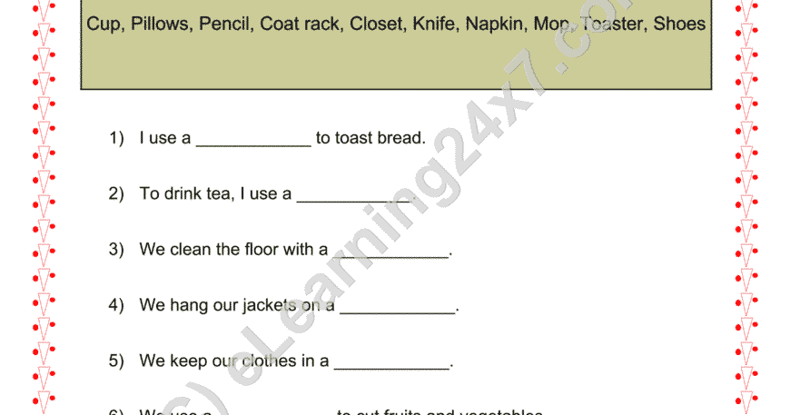 Grade 2, EVS, Things Around Us - We Use Fill The Blanks, printable PDF, instant download