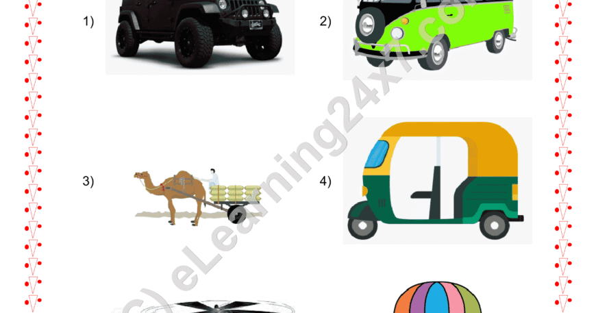 Grade 2, EVS, Transport - Circle Modes Of Land Transport, printable PDF, instant download
