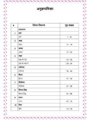 Grade 3, Hindi, Comprehensive Workbook - Table of contents