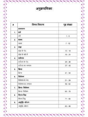 Grade 4, Hindi, Comprehensive Workbook - Table of contents