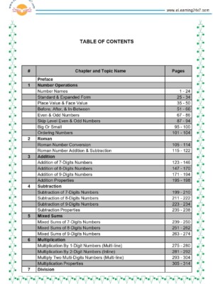 Grade 5, Maths, Comprehensive Workbook - Table of contents