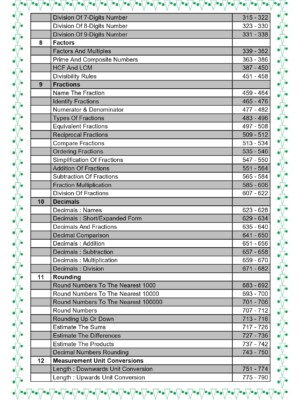 Grade 5, Maths, Comprehensive Workbook - Table of contents (page 2)