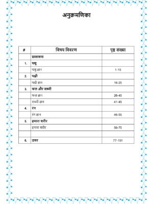 Nursery, Hindi, Unit-2 Workbook - Table of contents