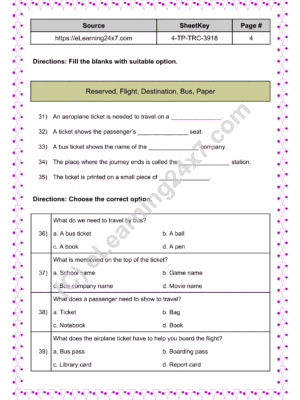 Grade 4, Social Science - Transport And Communication Mock Test Paper (page 4)